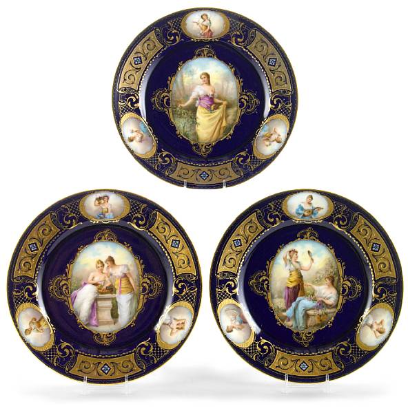 Appraisal: A group of three Vienna style porcelain cabinet plates early