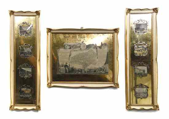 Appraisal: A French Provincial Gold Leaf Triptych depicting vignettes of street