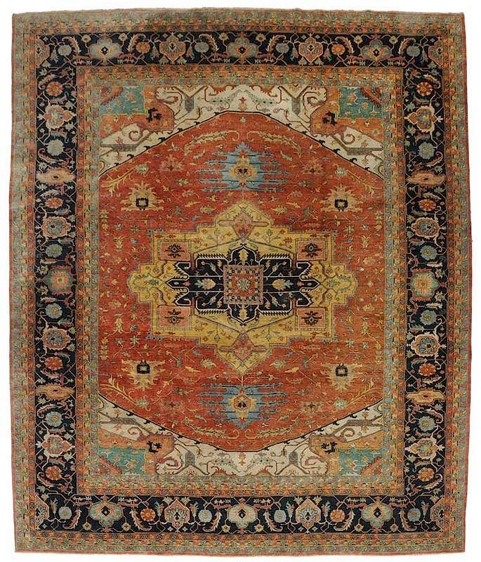 Appraisal: Persian Carpet modern probably India medallion and pendants on pale