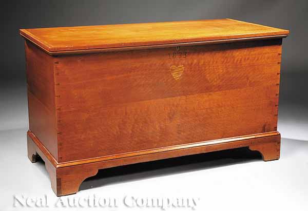 Appraisal: An American Federal-Style Bench-Made Walnut Blanket Chest with large iron