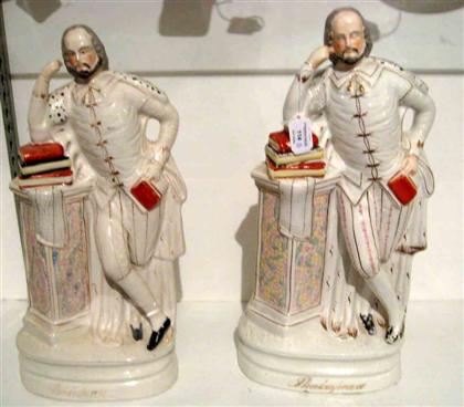 Appraisal: Two large Staffordshire figures of Shakespeare Each H in Good