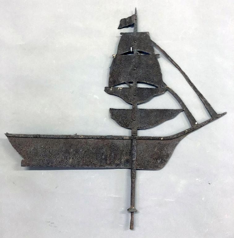 Appraisal: Early Iron Sailing Ship Weathervane Early iron sailing ship weathervane