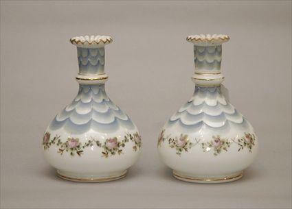 Appraisal: Pair of Painted Porcelain Vases Provenance from the Estate of