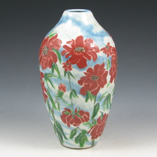 Appraisal: Tim Eberhardt Floral Vase - Mint Very bright and colorful