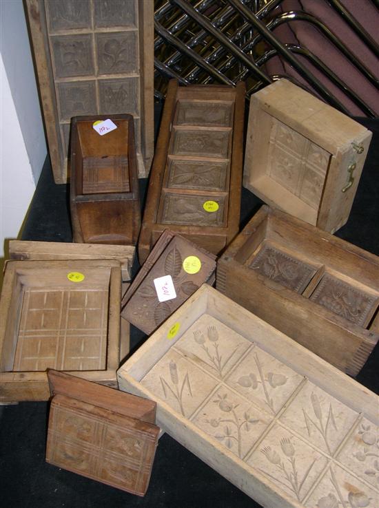 Appraisal: Seven square and rectangular block form butter molds most with