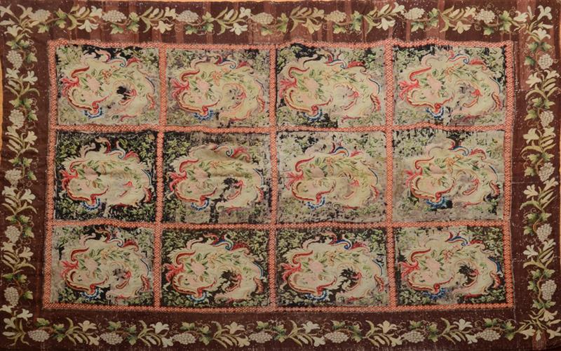 Appraisal: Assembled Victorian Needlework Tile Carpet With later boarders ft in