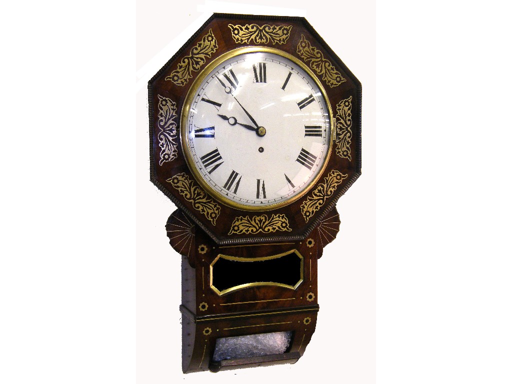 Appraisal: Good mahogany single fusee drop dial wall clock within an