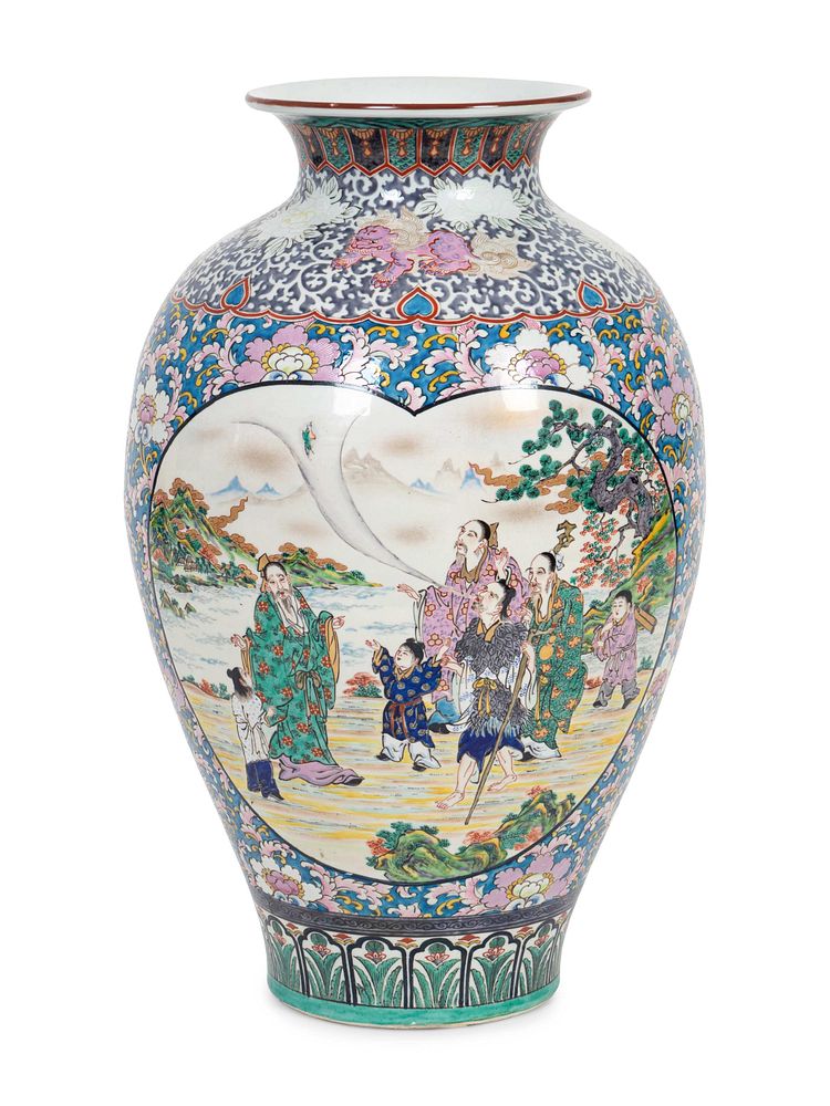 Appraisal: A Chinese Famille Rose Porcelain Ovoid Vase Height x diameter