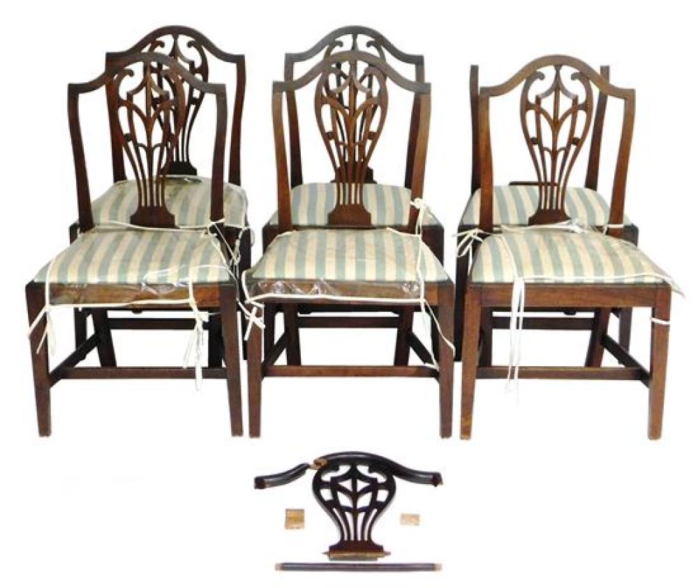 Appraisal: Set of six chairs English George III mahogany shaped crest