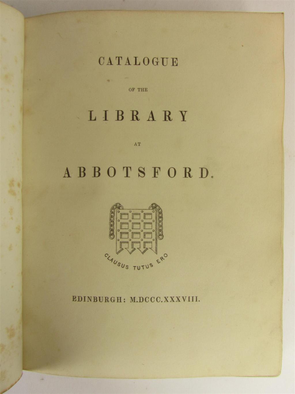 Appraisal: Scott Sir Walter Catalogue of the library at Abbotsford Edinburgh