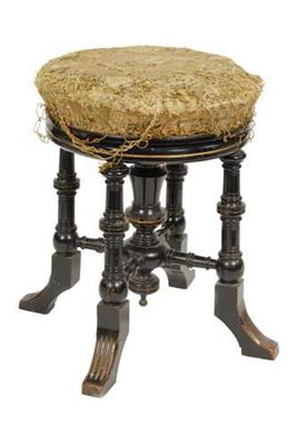 Appraisal: A late Victorian ebonised revolving piano stool in cm h