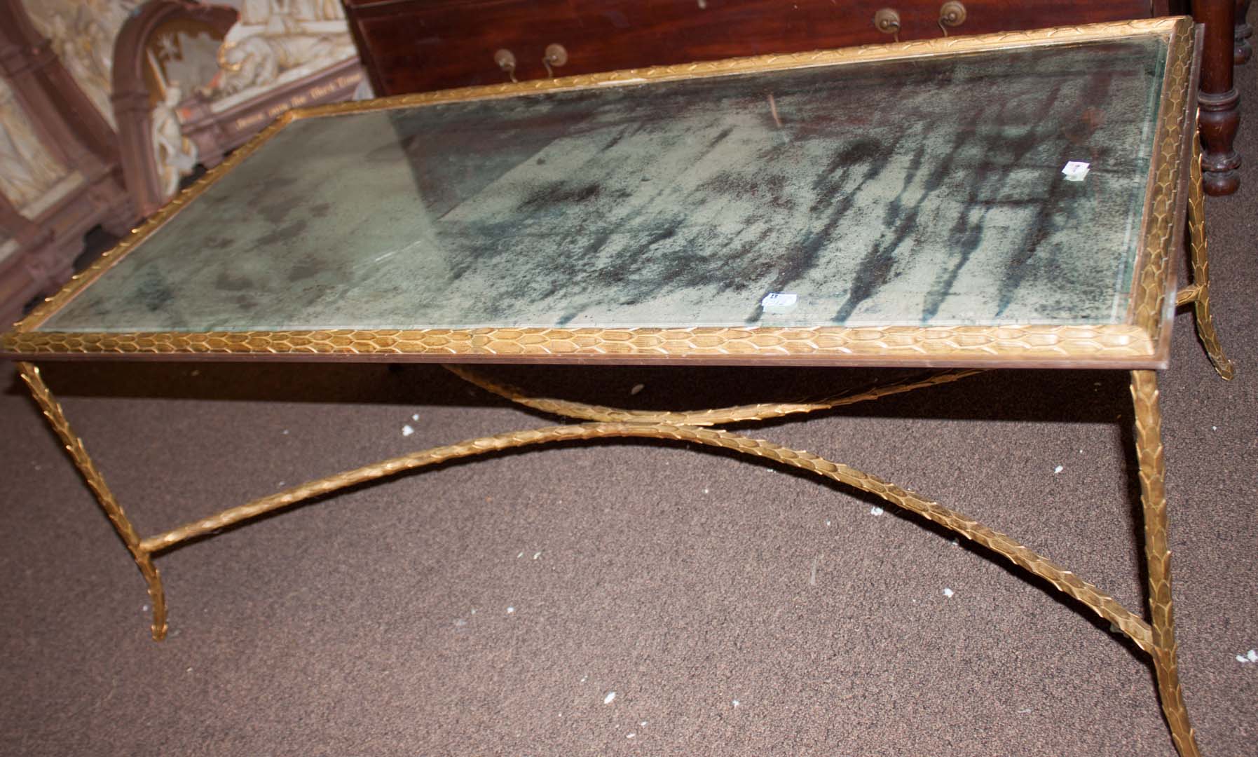 Appraisal: French style gilt-metal and glass coffee table