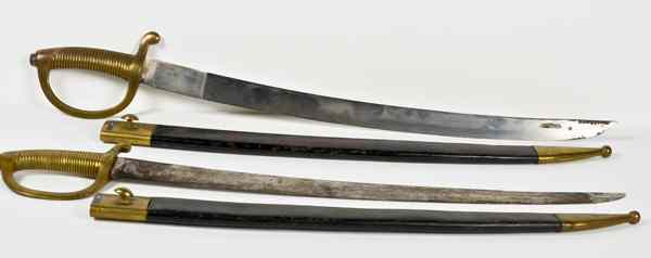 Appraisal: European Artillery Short Swords With Scabbards Lot of Two Two