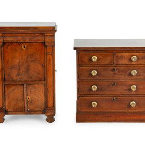 Appraisal: A Directoire Diminutive Walnut Secr taire Abattant and a Similar