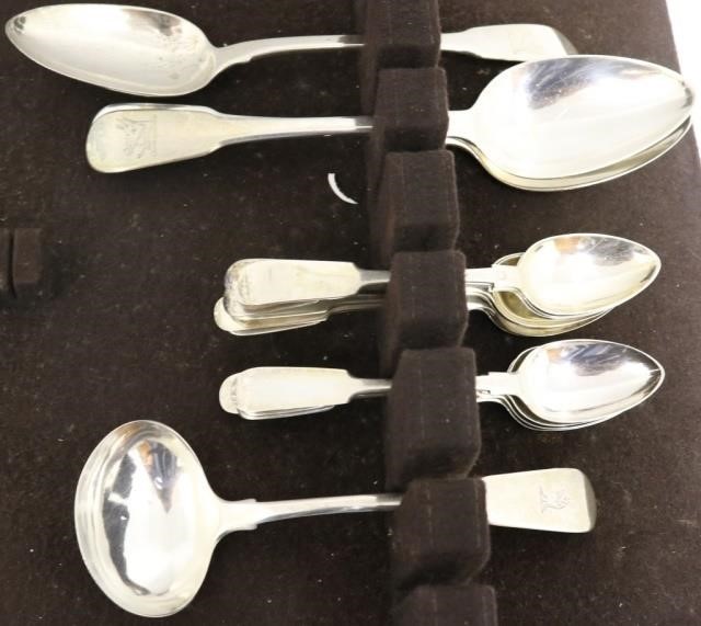 Appraisal: PIECES OF GEORGIAN STERLING SILVER FLATWARETO INCLUDE A LADLE ELEVEN