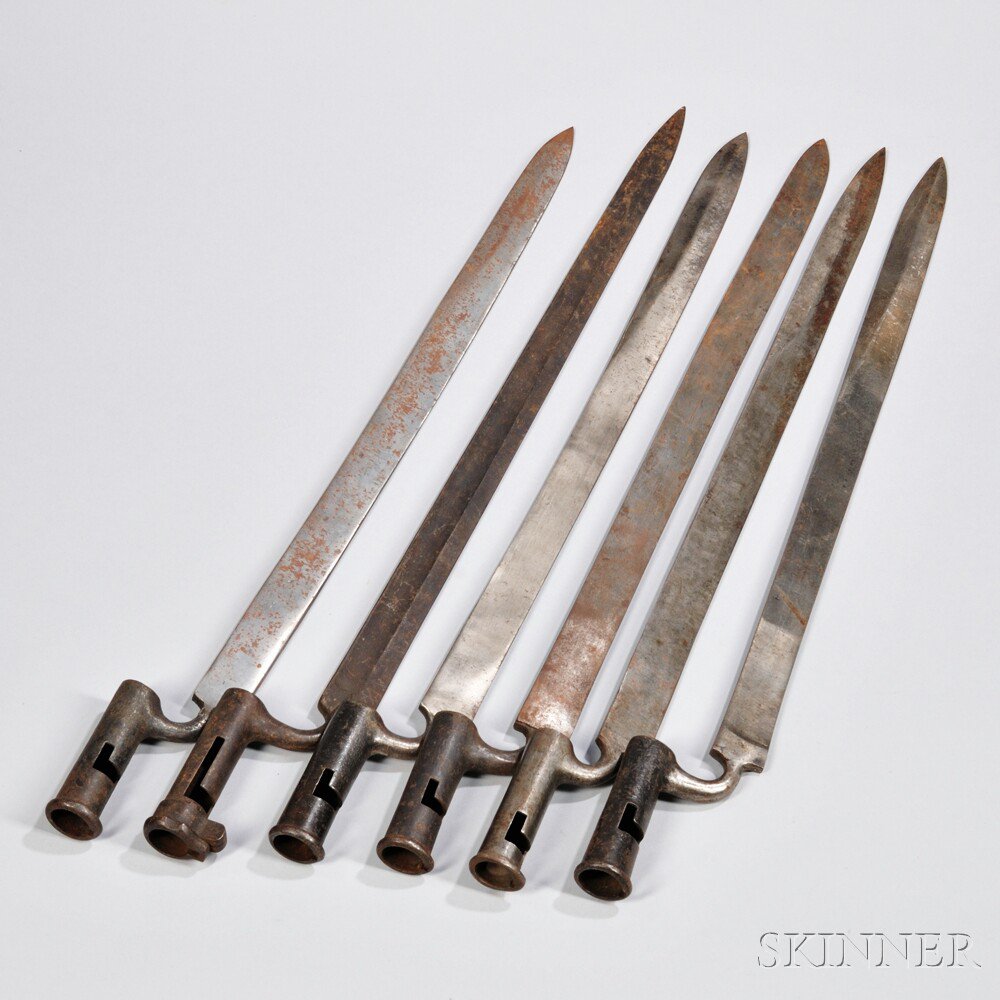 Appraisal: Group of Sword-bladed Socket Bayonets c early th century six