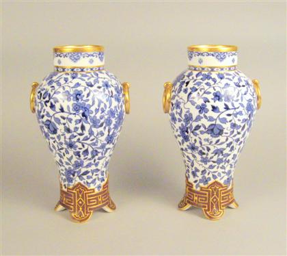 Appraisal: Pair of Mintons 'Japonisme' porcelain vases circa retailed by caldwell