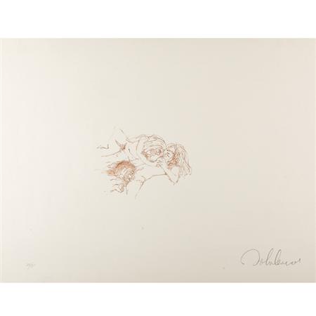 Appraisal: John Lennon - EROTIC SCENE Sepia lithograph signed and numbered