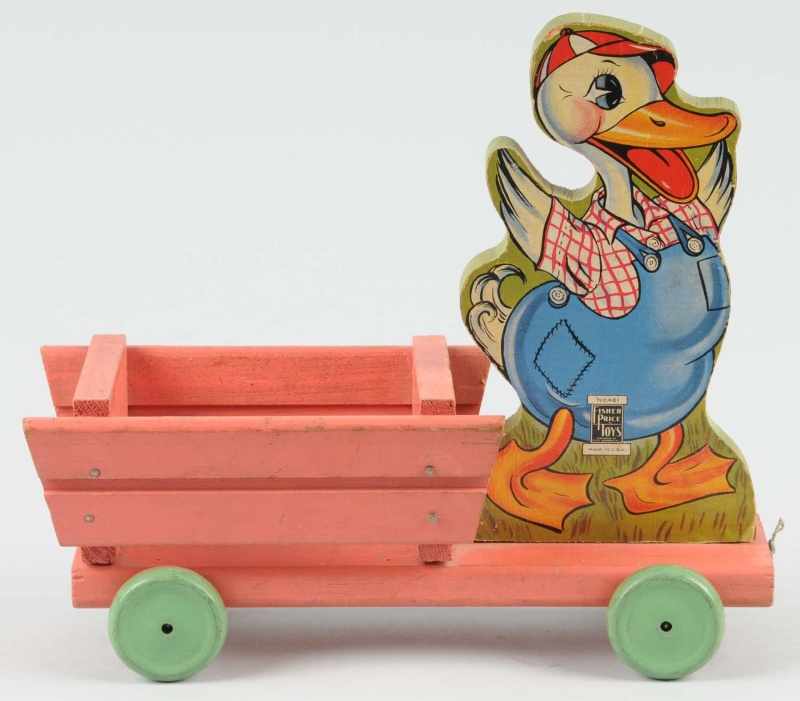 Appraisal: Fisher Price No Duck Pulling Cart Toy Description Paper on