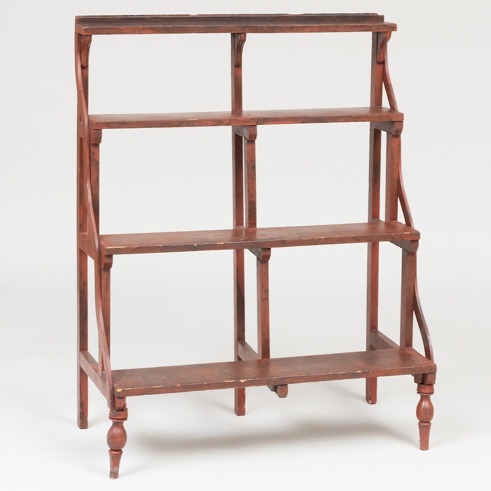 Appraisal: American Naively Red Grained Plant Stand x x in Condition