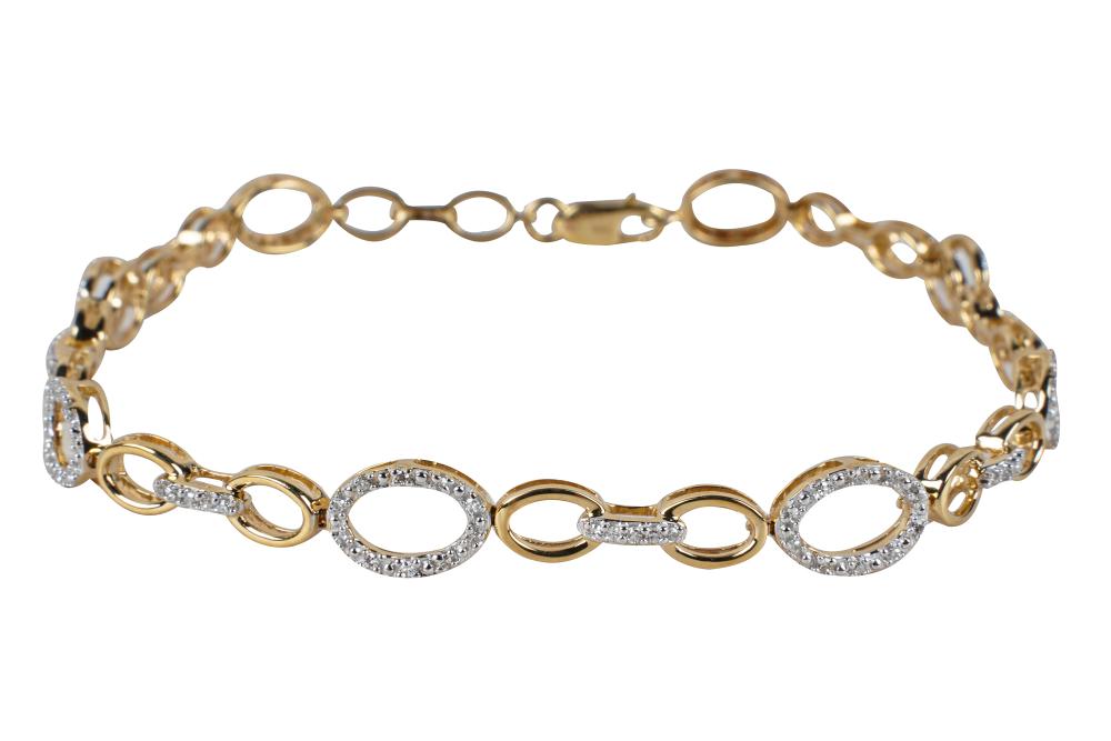 Appraisal: KARAT YELLOW GOLD DIAMOND LINK BRACELETcontaining single cut diamonds J