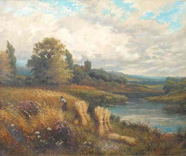 Appraisal: John Henry Boel th th Century River landscape with figure