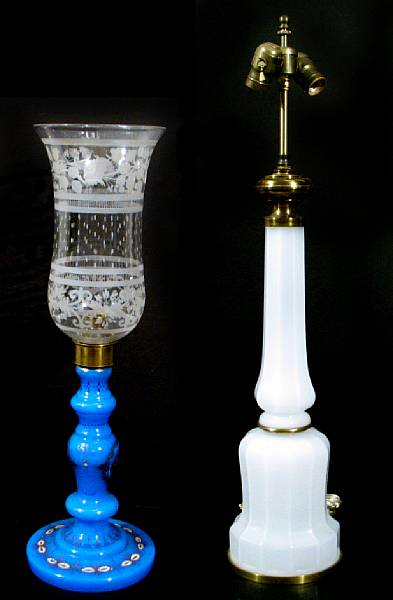 Appraisal: A group of two glass table lamps height of tallest