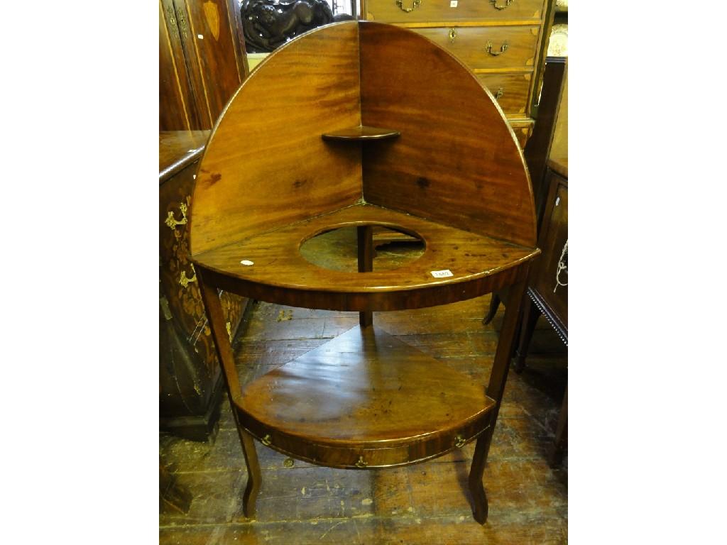 Appraisal: An early th century mahogany two tier washstand with raised