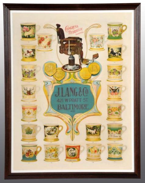 Appraisal: Occupational Barber Shaving Mug Poster in Color Description J Lang