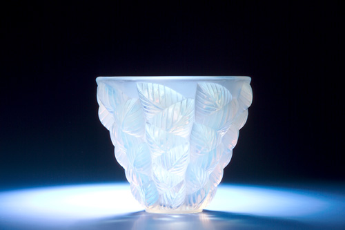 Appraisal: R LALIQUE Vase Moissac opalescent ca Wheel-cut R LALIQUE FRANCE