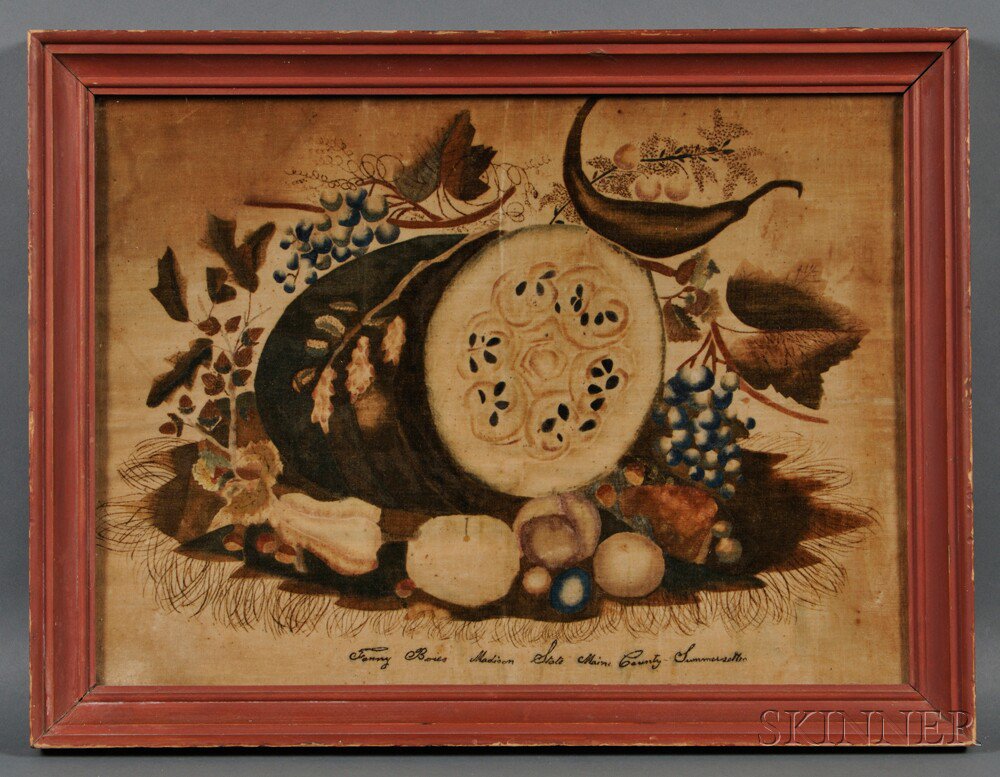 Appraisal: Framed Schoolgirl Still Life with Fruit Theorem by Fanny Frances