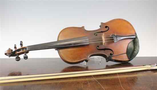 Appraisal: An Italian burr wood violin with inch two piece back