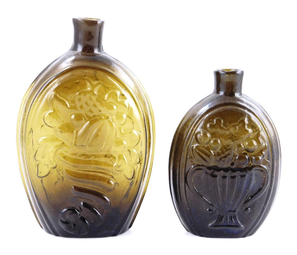 Appraisal: GLASS Two Cornucopia urn flasks G - and a GIII-