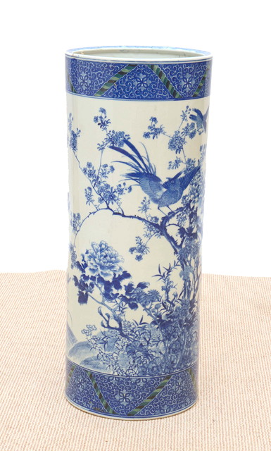 Appraisal: AN ANTIQUE JAPANESE BLUE AND WHITE DECORATED UMBRELLA STICK STAND