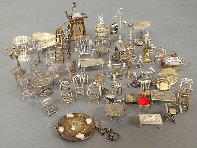 Appraisal: - Group of miniature silver and silverplate furniture and accessories