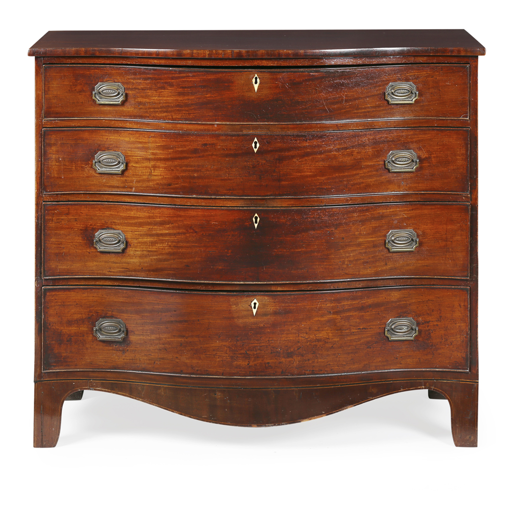 Appraisal: LATE GEORGE III MAHOGANY SERPENTINE CHEST OF DRAWERS EARLY TH