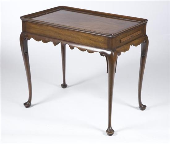 Appraisal: QUEEN ANNE-STYLE TEA TABLE Marked for Kittinger Buffalo New York