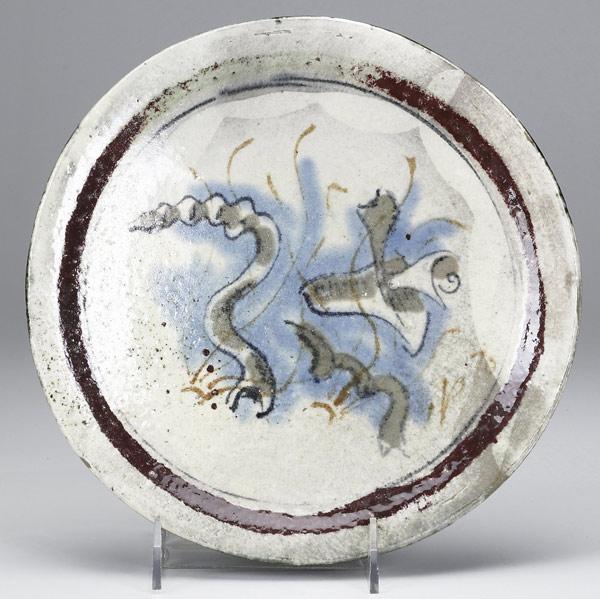 Appraisal: Henry Varnum Poor American - Faience plate with abstract painted