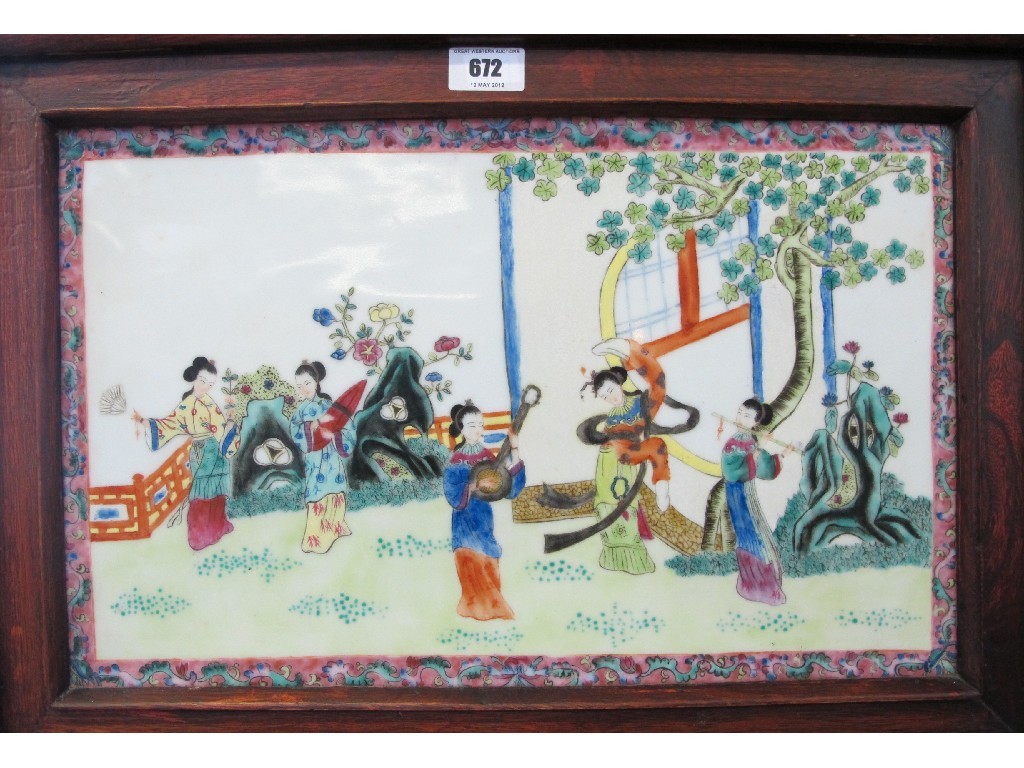 Appraisal: Framed Japanese porcelain panel