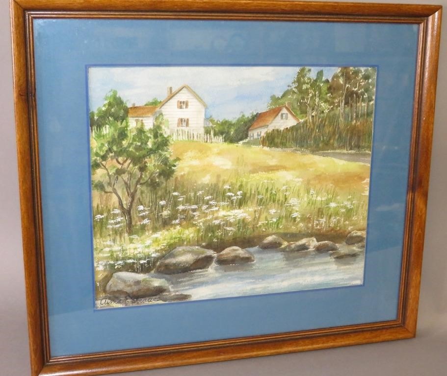 Appraisal: ALMA STRAUSE READING PA WATERCOLORca mid th century country scene