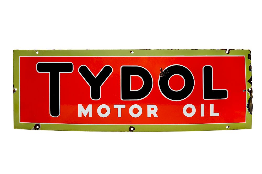 Appraisal: Tydol Porcelain Sign Large Tydol Motor Oil porcelain sign Dimensions