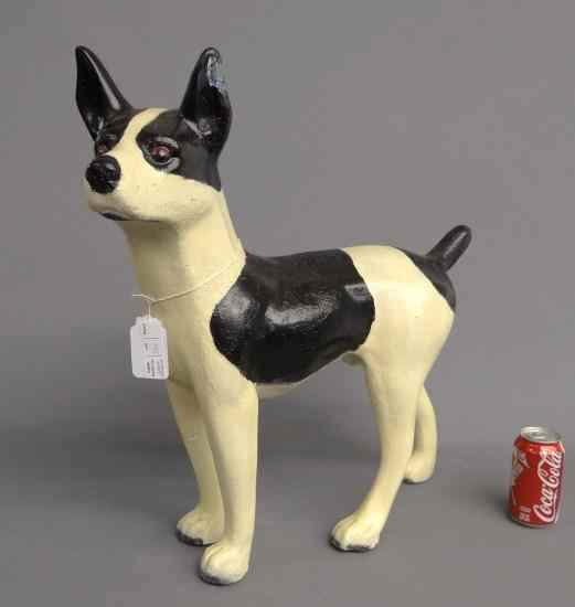 Appraisal: Folky painted cement dog '' W '' Ht Damage to