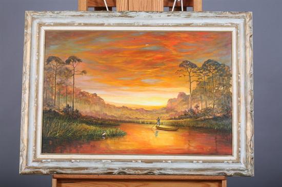 Appraisal: WILLIAM WOLDT American th century SWAMP FIRE signed and dated