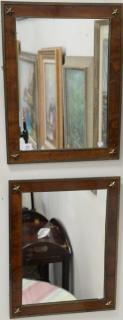 Appraisal: Pair of rectangular brass bound fruitwood rectangle mirrors possible Biedermeier