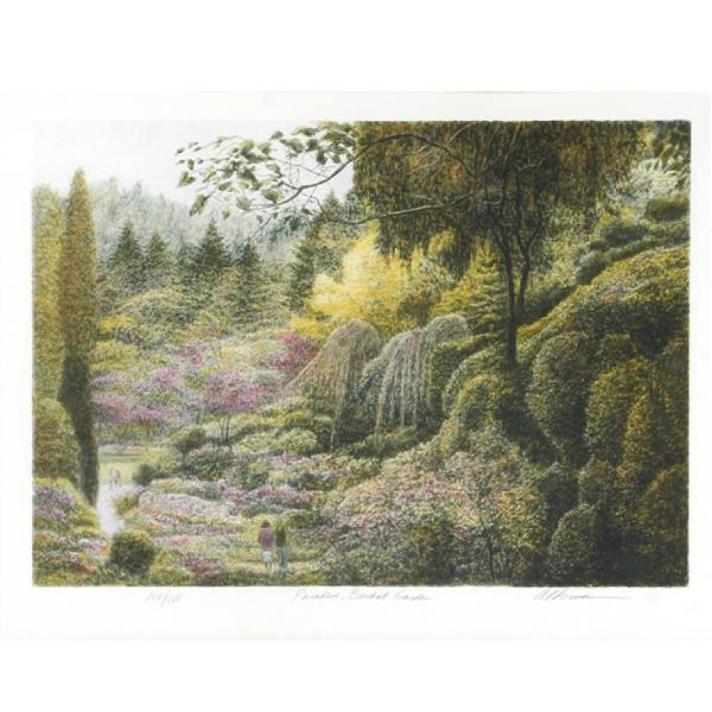 Appraisal: HAROLD ALTMAN AMERICAN - PARADISE BUTCHART GARDENS LITHOGRAPH H X