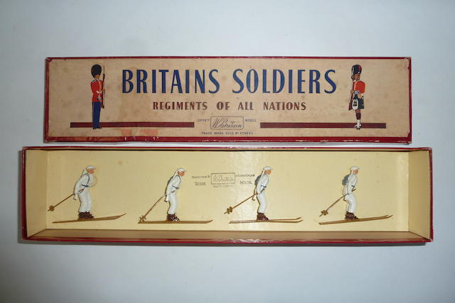 Appraisal: Britains set Ski-troops in original ROAN box M slight water