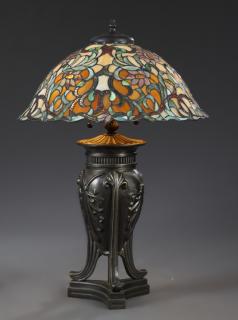 Appraisal: Tiffany Style Leaded Glass Table Lamp late th c Tiffany