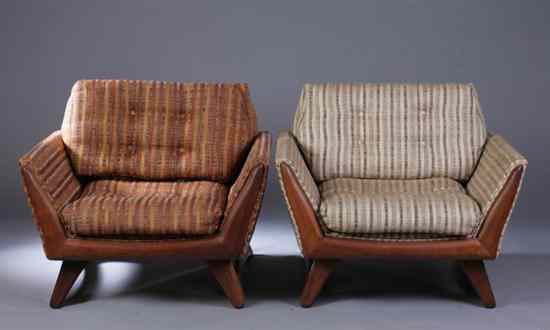 Appraisal: PAIR AMERICAN MID-CENTURY MODERN ADRIAN PEARSALL WALNUT ARM CHAIRS Designed