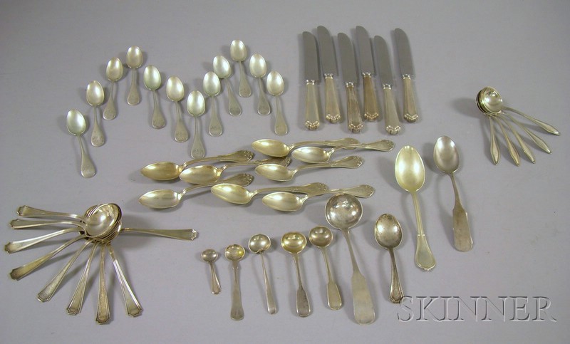 Appraisal: Group of Sterling Coin and Silver Plated Flatware including a