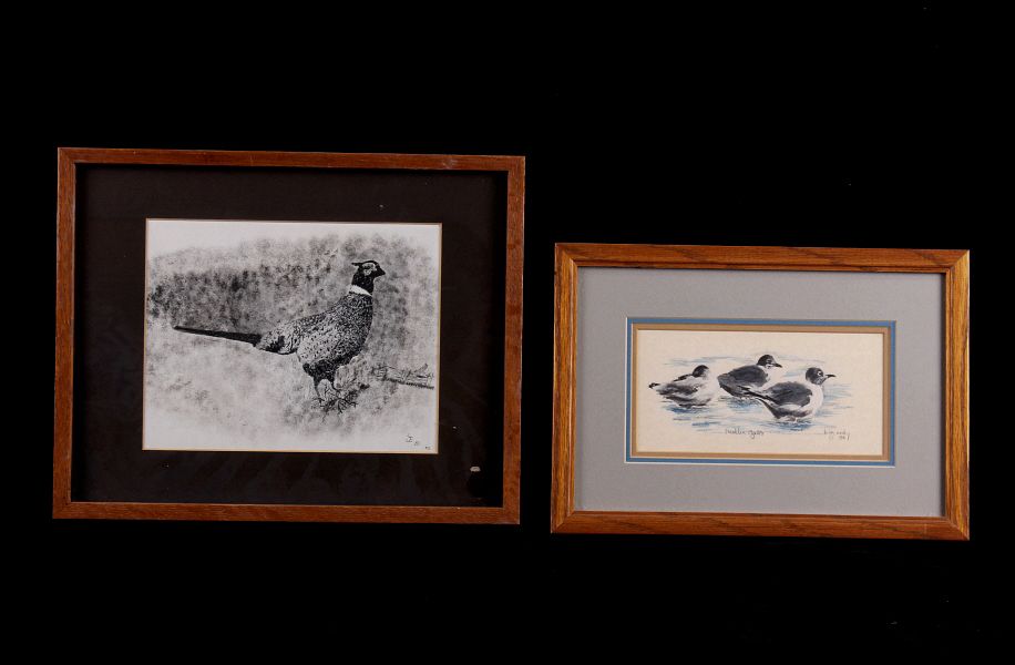 Appraisal: Framed Upland Waterfowl Theme Artwork c s For your consideration